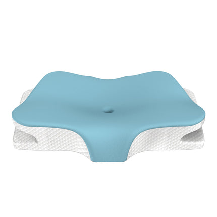 Blue Breathable Butterfly Contoured Memory Foam Pillow - Dual-Height Orthopedic Neck Pillow with 5-Zone Cervical Support