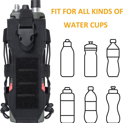 Khaki Adjustable Tactical Water Bottle Pouch - Multi-Functional MOLLE Compatible Accessory Bag for Hiking & Outdoor Survival