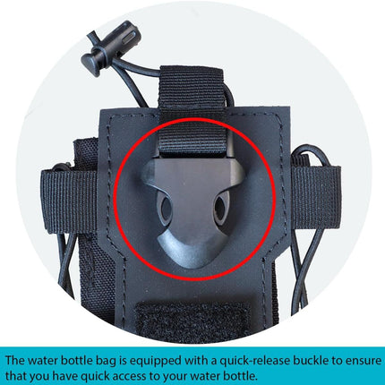 Khaki Adjustable Tactical Water Bottle Pouch - Multi-Functional MOLLE Compatible Accessory Bag for Hiking & Outdoor Survival
