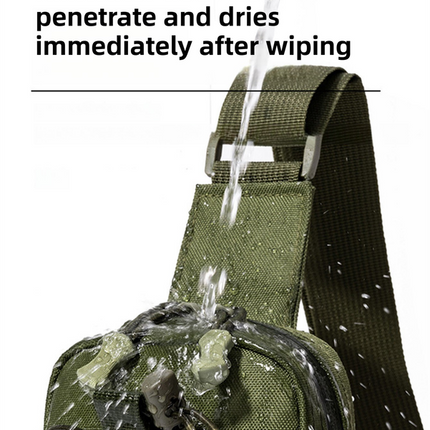 Green Outdoor Tactical Water Bottle Chest Bag - High-Capacity Phone Pouch with Expansion System for Cycling Camping and Fishing