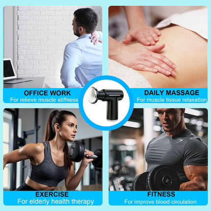Blue Lightweight Mini Hot Cold Massage Gun with 6 Heads - 6 Intensity Dual Thermal Therapy Muscle Reliever for Portable Body Recovery
