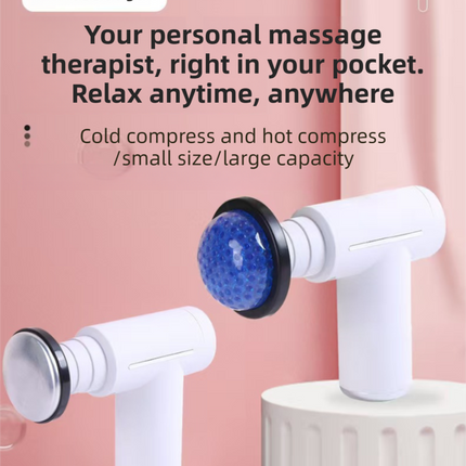 Grey Lightweight Mini Hot Cold Massage Gun with 6 Heads - 6 Intensity Dual Thermal Therapy Muscle Reliever for Portable Body Recovery