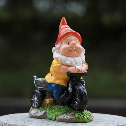 Whimsical Biking Gnome Garden Statue - Hand-Painted Resin Cycling Dwarf Sculpture for Patio, Lawn, and Outdoor Yard Decor