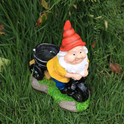 Whimsical Biking Gnome Garden Statue - Hand-Painted Resin Cycling Dwarf Sculpture for Patio, Lawn, and Outdoor Yard Decor
