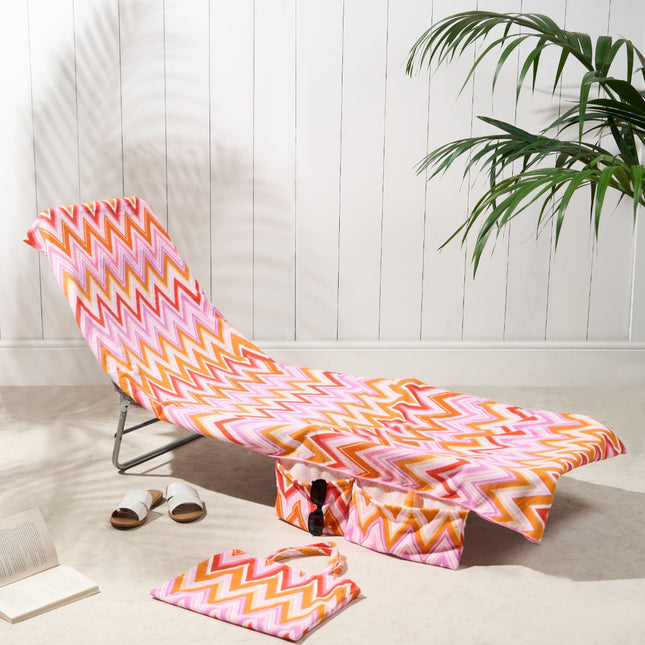 2-in-1 Microfiber Sun Lounger Towel & Portable Tote Bag - Sand-Free & Quick Dry Beach Chair Cover with Side Pockets (ST002 / 75x211cm)