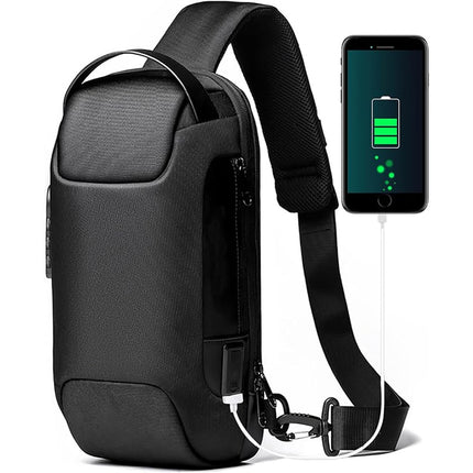 Green Lightweight Anti-Theft Tactical Chest Bag - Waterproof Security Sling Bag with 3-Digit Password Lock & Smart USB Charging Port
