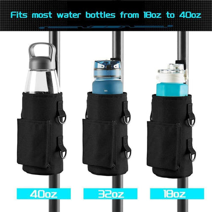 Green Magnetic Gym Water Bottle Pouch & Towel Clip with 6 High-Strength Magnets and Adjustable Strap - Fits 18oz to 40oz