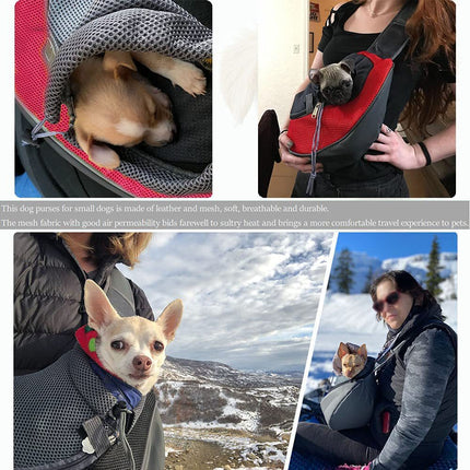 Red Hands-Free Pet Chest Carrier - Breathable Mesh Crossbody Bag for Dogs & Cats within 5KG