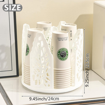 White 360°Rotating Multi-Scenario Countertop Storage Rack - Large Capacity 4 Compartment Holder for Coffee & Tea Cups
