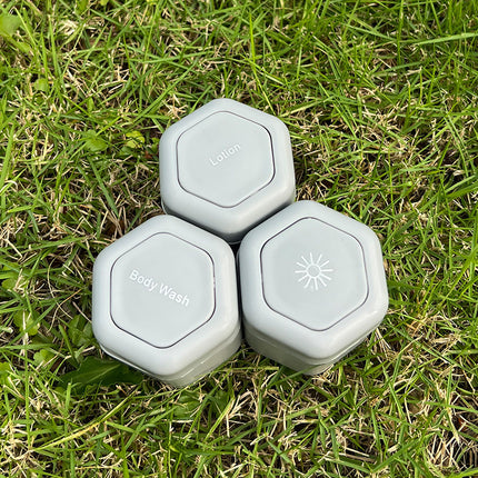3-Piece Grey Magnetic Travel Capsules - Leak-Proof & TSA-Friendly Cosmetic and Skin Care Containers