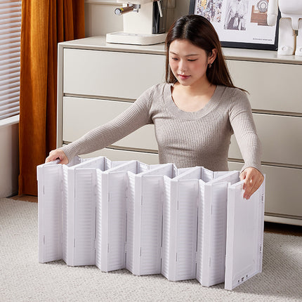 White 6-Layer Foldable Shoe Storage Tower with Transparent Display Panel & Back Ventilation - One-Pull Instant Setup Stackable Box (25.5x34.5x105CM)
