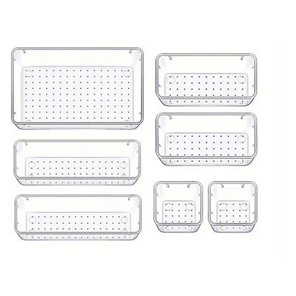 7PCS Transparent Stackable Organizer Set - 4-Size Versatile Desktop & Drawer Divider
