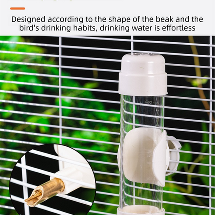 Green Automatic Bird Water Dispenser with Extended Brass Needle Valve and Graduated Marking - 200ML Transparent Threaded Cap Feeder