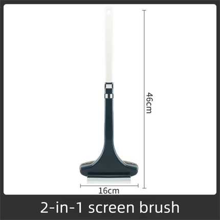 2-Pack 2-in-1 Professional Window Screen Brush & Glass Cleaner - Detachable Long-Handle Squeegee & Scrubber (White Green)