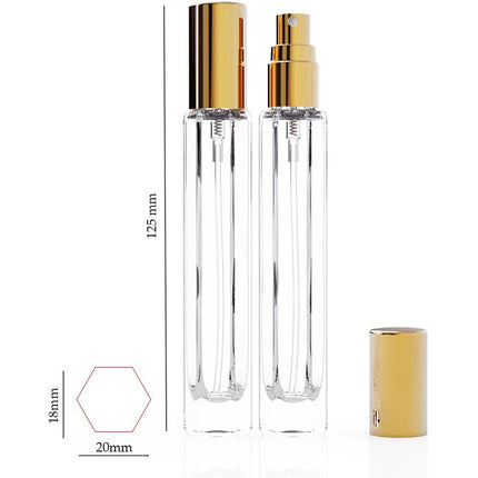 5-Piece Gold Premium Glass Travel Perfume Atomizer Set - 10ml Portable Refillable Sprayers with Transfer Tools