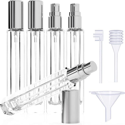 15-Piece/3-Set Sliver Premium Glass Travel Perfume Atomizer Set - 10ml Portable Refillable Sprayers with Transfer Tools