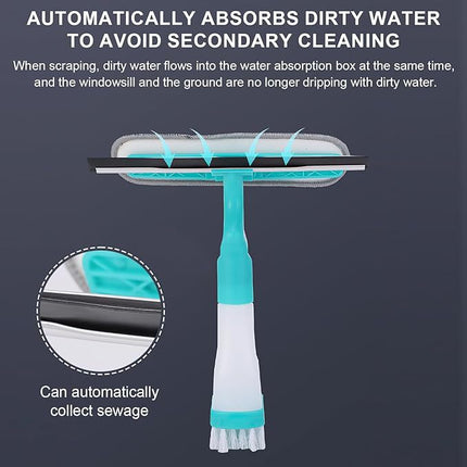 4-in-1 Versatile Window Cleaning Kit - All-in-One Spray, Squeegee, Brush, and Plush Scrubber