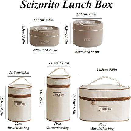 3-Pack Beige 304 Stainless Steel Microwave-Safe Lunch Box Set - Stackable Insulated Bento Containers for Office & School