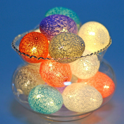 3M Easter Cotton Ball Egg String Lights (20 LED)  - Colorful Egg-Shaped Fairy Light Holiday Decor