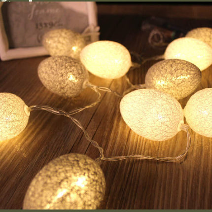 3M Easter Cotton Ball Egg String Lights (20 LED)  - Colorful Egg-Shaped Fairy Light Holiday Decor