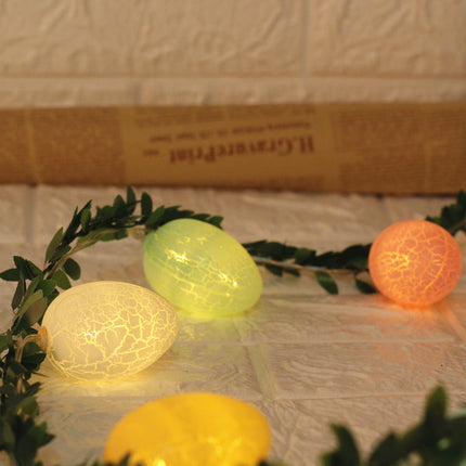 2M Easter Green Leaf & Pastel Egg String Lights (10-LED) - Artificial Vine Fairy Lights for Festival Indoor Decor