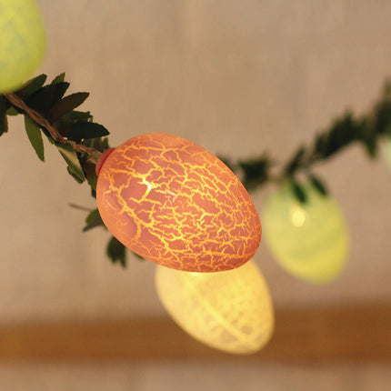 2M Easter Green Leaf & Pastel Egg String Lights (10-LED) - Artificial Vine Fairy Lights for Festival Indoor Decor