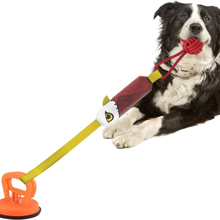 Eagle-shaped Tug-of-War Dog Toy with Suction Cup & Chew Rope Knot - Interactive Squeaky Molar Toy for Puppies & Small Dogs