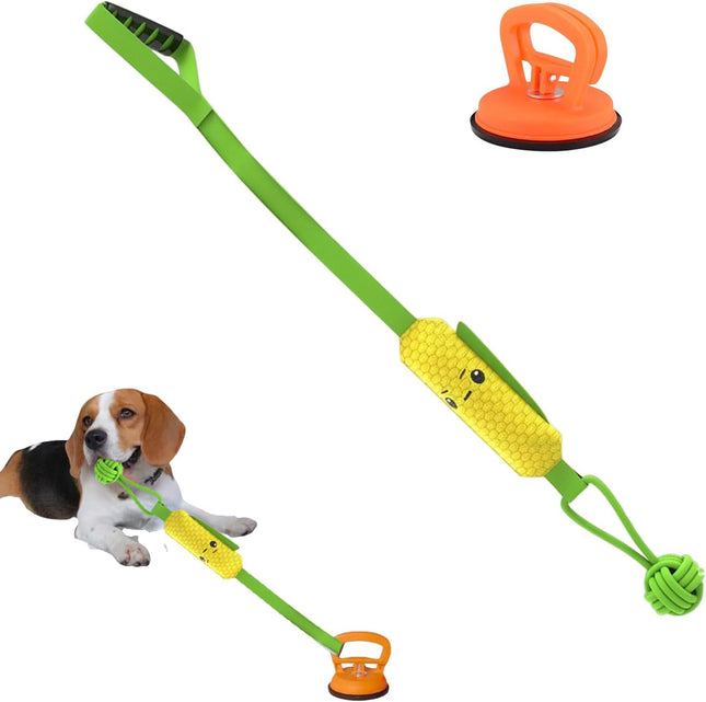 Corn-Shaped Tug-Of-War Dog Toy with Suction Cup & Chew Rope Knot