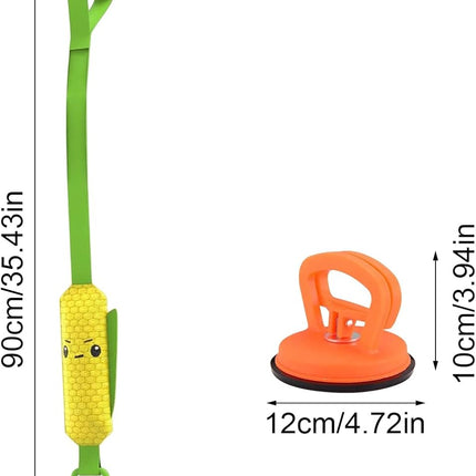 Corn-shaped Tug-of-War Dog Toy with Suction Cup & Chew Rope Knot - Interactive Squeaky Molar Toy for Puppies & Small Dogs