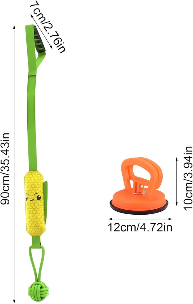 Corn-Shaped Tug-Of-War Dog Toy with Suction Cup & Chew Rope Knot