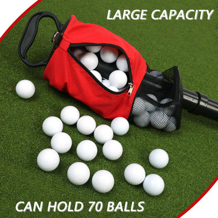 Black Lightweight Golf Retriever with Detachable No-Bend Shag Tube & Mesh Bag Holding Up to 70-Ball