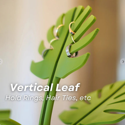 2 Set Mirror-Mount Half-Leaf Monstera Bathroom Organizer (Vase + 3 Leaves) - Decorative Home Vanity Set