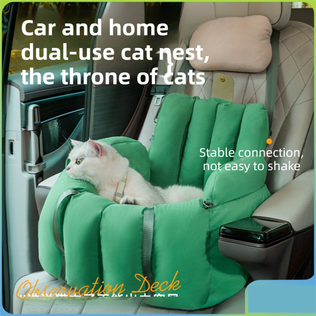 Green 2-In-1 Fluffy Travel Cat Bed & Car Safety Seat (Proof Leash)