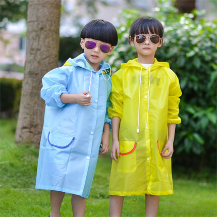 Blue Car Kids Cartoon Animal Raincoat - Waterproof Hooded Rain Poncho for Toddlers & Students (90-130CM Height)