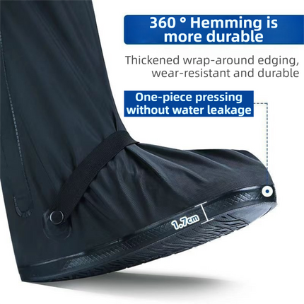 A Pair 40CM High-Tube Double-Layer Waterproof Rain Boot Covers - Durable Anti-Slip Reflective Motorcycle Over-Shoes (M Size)