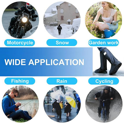 A Pair 40CM High-Tube Double-Layer Waterproof Rain Boot Covers - Durable Anti-Slip Reflective Motorcycle Over-Shoes (L Size)
