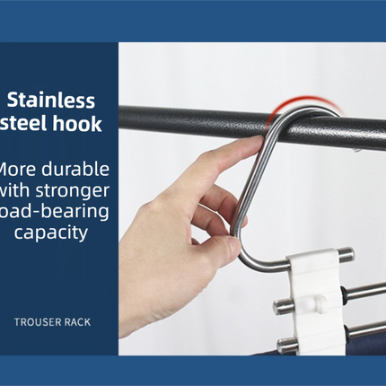 5-Tier Sliver Stainless Steel Pants Rack and 10-Pack Magic Cascading Hangers Set - Space-Saving Closet Organizer Kit