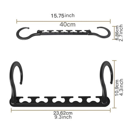 Ultimate Closet Space-Saver Set: 9-Tier Black Stainless Steel Retractable Pants Rack & 10-Pack Multi-Port Magic Hangers