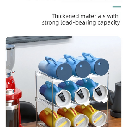 2-Tier Stackable Transparent Cup & Wine Organizer - Detachable Tumbler & Bottle Desktop Rack