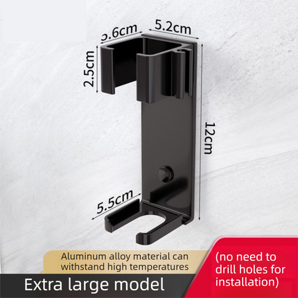 Large Black Wall-Mounted Aluminum Curling Iron Holder with Tidy Cord - Heat-Resistant Hair Straightener Storage Rack for Diameter ≥ 36mm