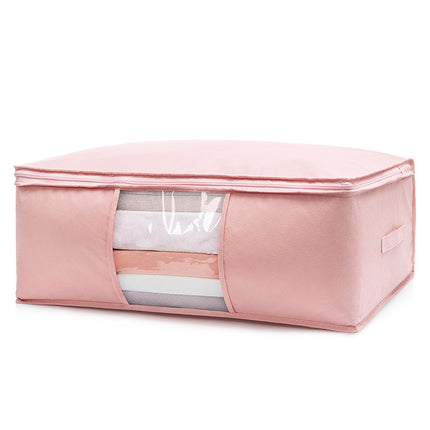 2-Pack Pink Extra Large Quilt & Clothes Storage Bag (63X43X22CM) - Breathable Wardrobe Organizer with Clear Window & Double Zippers