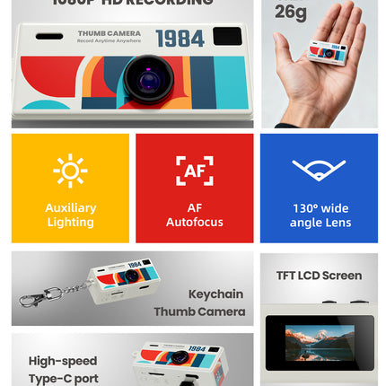 G6 Green Ultra-Mini Thumb Camera with 32GB Card, Card Reader & Adapter - HD Instant Pocket-Sized Action Cam for Students & Kids