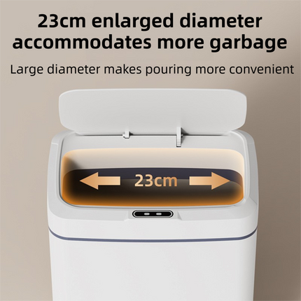 White Intelligent Dual-Sensor Trash Can (Hand-Wave & Knee-Bend) - Slim-Fit Touchless Battery-Powered Bin for Bathroom & Kitchen