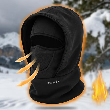 Windproof Thermal Rider Protection Set - 2 Pack Faux Rabbit Fur Knee Braces & Black Fleece Balaclava Hood Outdoor Sports Warmth Bundle