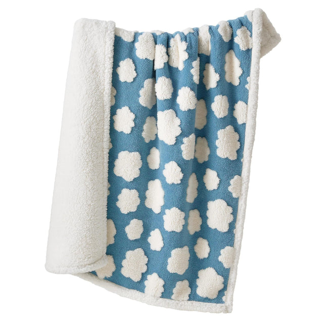 100 x 130 CM Waterproof Soft Sherpa Fleece Pet Blanket (Blue Sky & Clouds) - Reversible Thickened Furniture Protector for Dogs & Cats