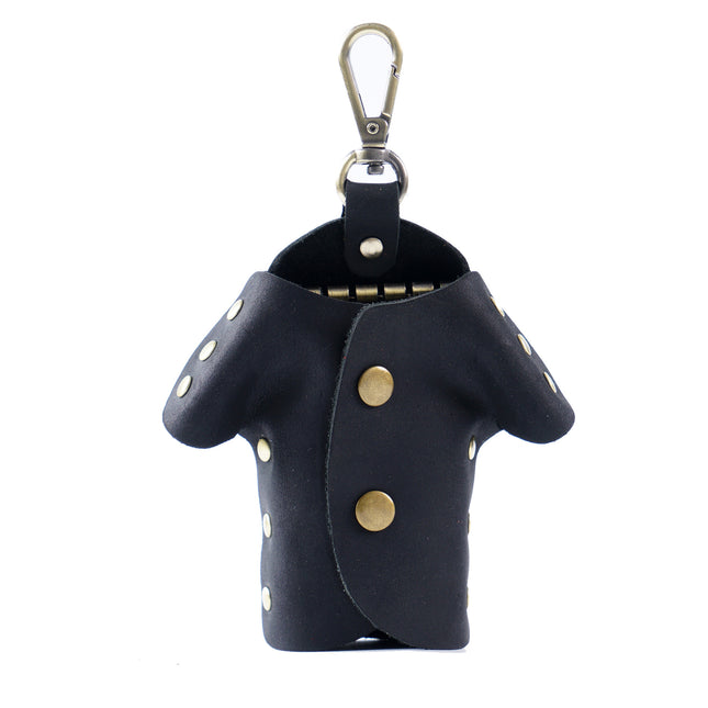 Black Genuine Crazy Horse Leather Key Case Creative Jacket Shape Holder Vintage Cowhide Pouch for Car Fob &
