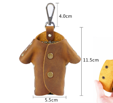 Black Genuine Crazy Horse Leather Key Case Creative Jacket Shape Holder Vintage Cowhide Pouch for Car Fob – product detail