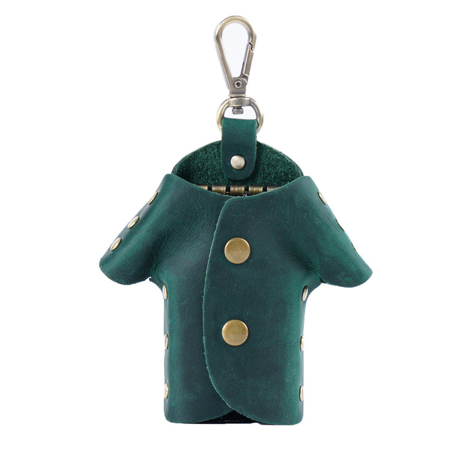 Green Genuine Crazy Horse Leather Key Case Creative Jacket Shape Holder Vintage Cowhide Pouch for Car Fob &