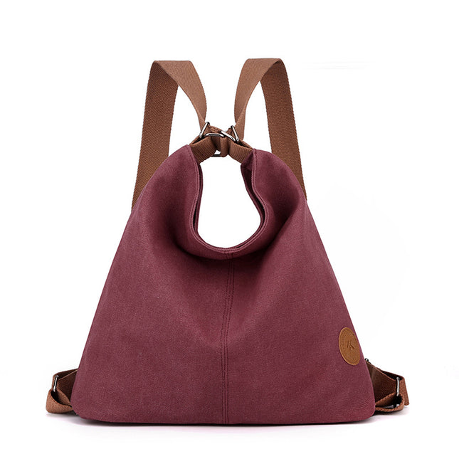 Purple Versatile 3-in-1 Canvas Backpack and Shoulder Bag Large Capacity Handbag for Women Ideal for Travel