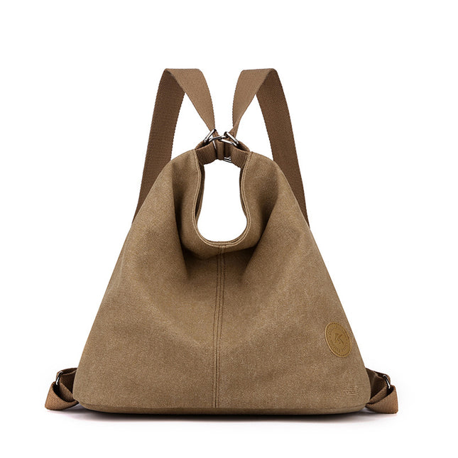 Coffee Versatile 3-in-1 Canvas Backpack and Shoulder Bag Large Capacity Handbag for Women Ideal for Travel